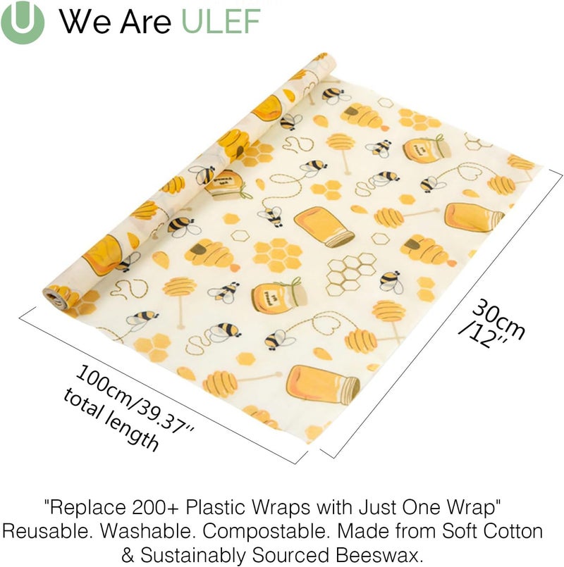 WeAreULEF Reusable Beeswax Wrap - Cut-to-Size 13" x 40" Beeswax Wraps for Food, Eco-Friendly Beeswax Food Wraps, Bread Sandwich Wrapper - Eco Friendly, Sustainable, Zero Waste, Plastic-Free Food Storage Wrap - Image 4